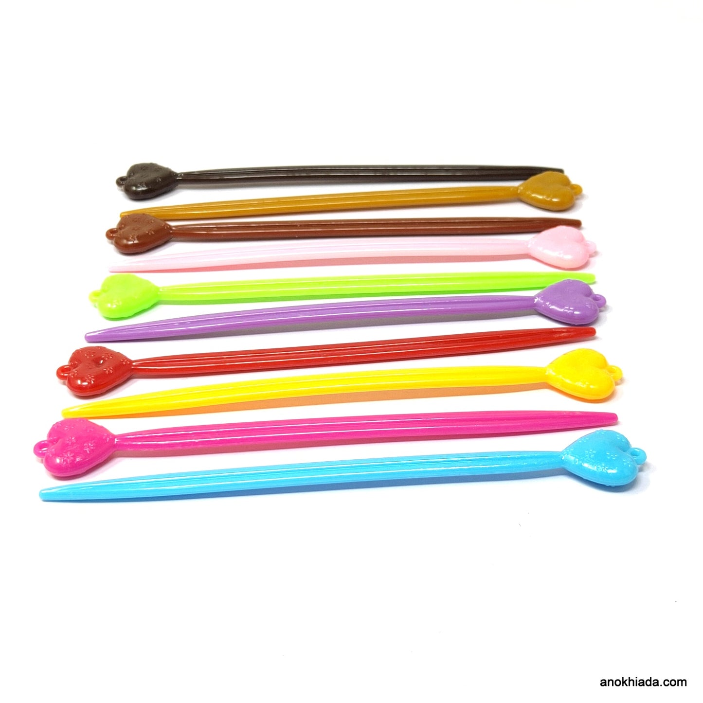 Anokhi Ada Plastic Juda Sticks/Bun Sticks for Girls and Women (Multi-Colour, Set of 10 Bun Sticks)  - (99-26 Juda Stick)