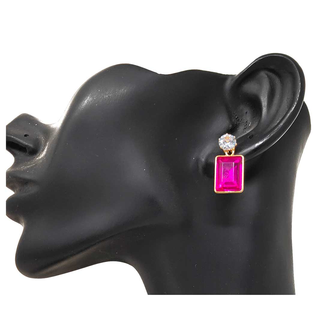 Anokhi Ada Metal Drop Earrings for Girls and Women (Dark Pink)-AA-08
