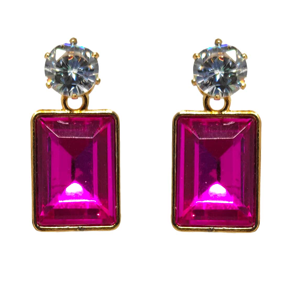 Anokhi Ada Metal Drop Earrings for Girls and Women (Dark Pink)-AA-08