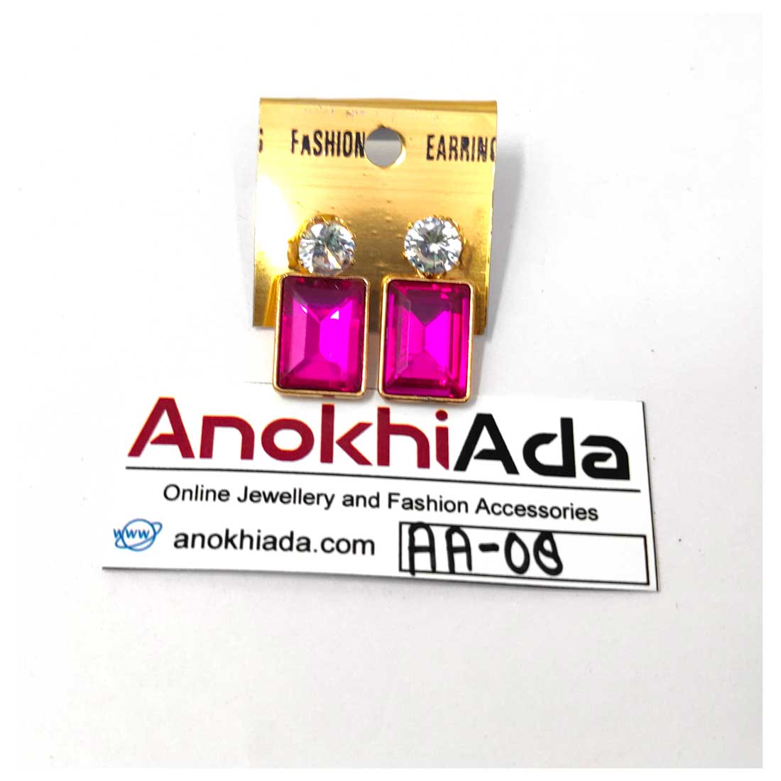 Anokhi Ada Metal Drop Earrings for Girls and Women (Dark Pink)-AA-08