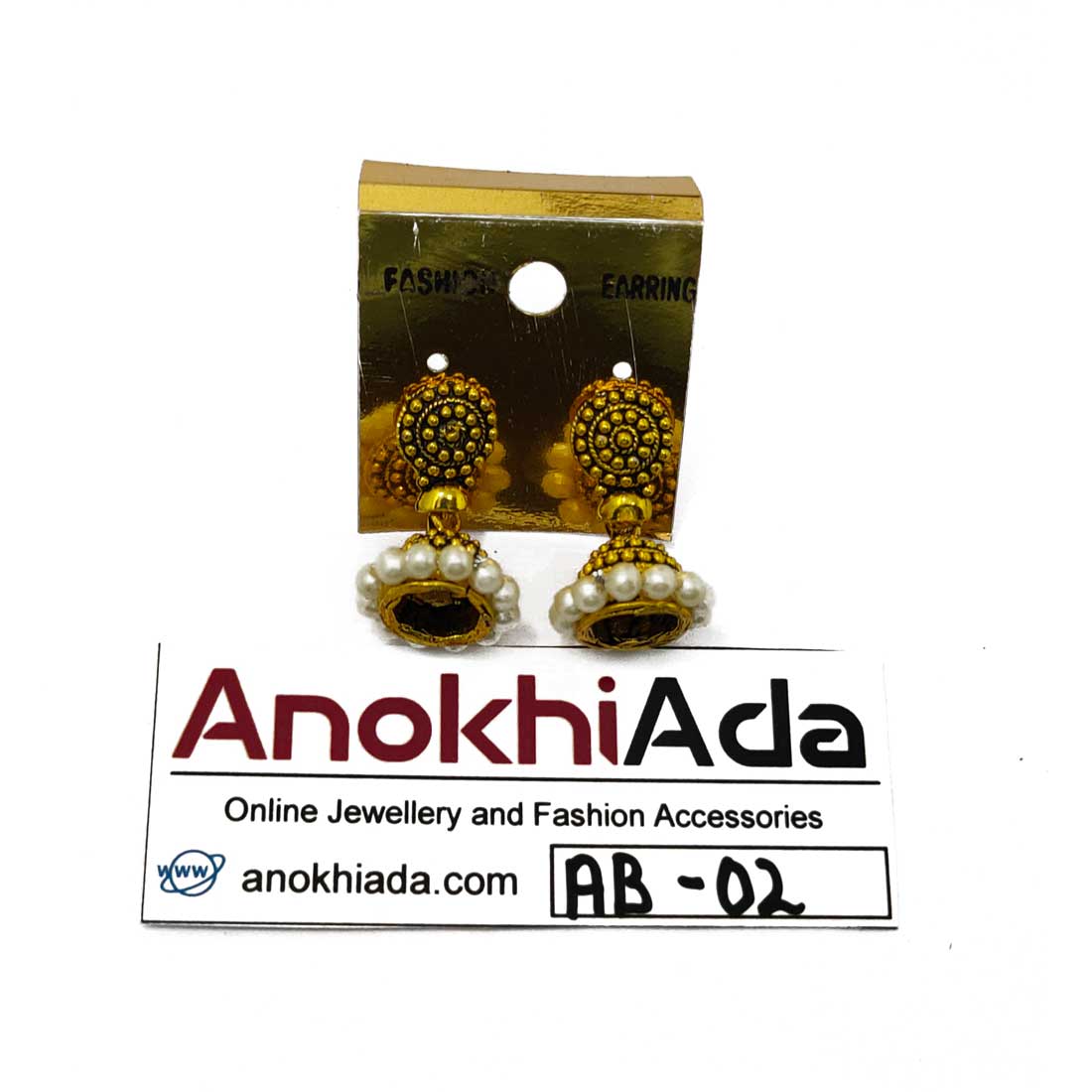 Anokhi Ada Metal Chandelier Earrings for Girls and Women (Golden and White)-AB-02