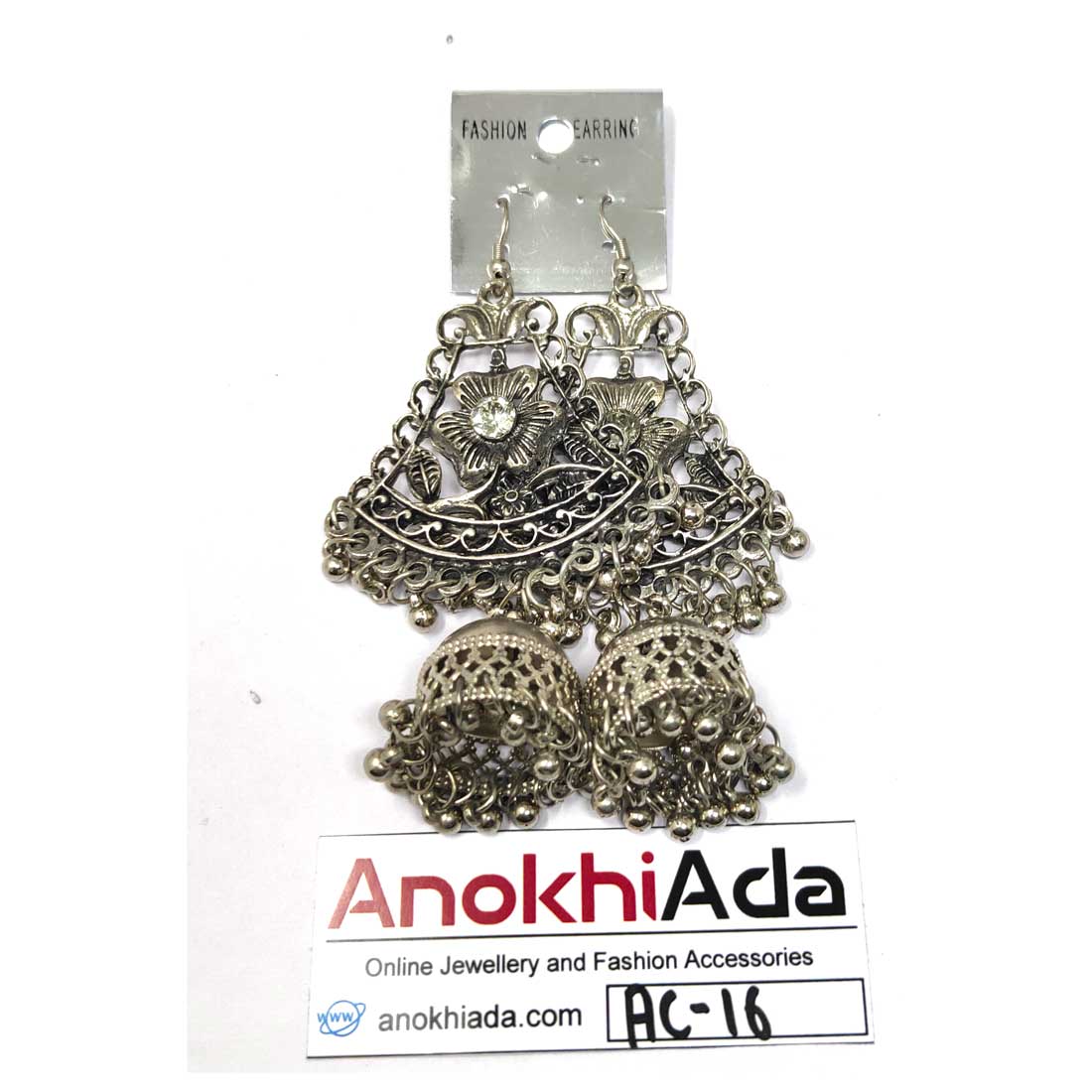 Anokhi Ada Metal Drop and Dangle Earrings for Girls and Women (Silver)-AC-16