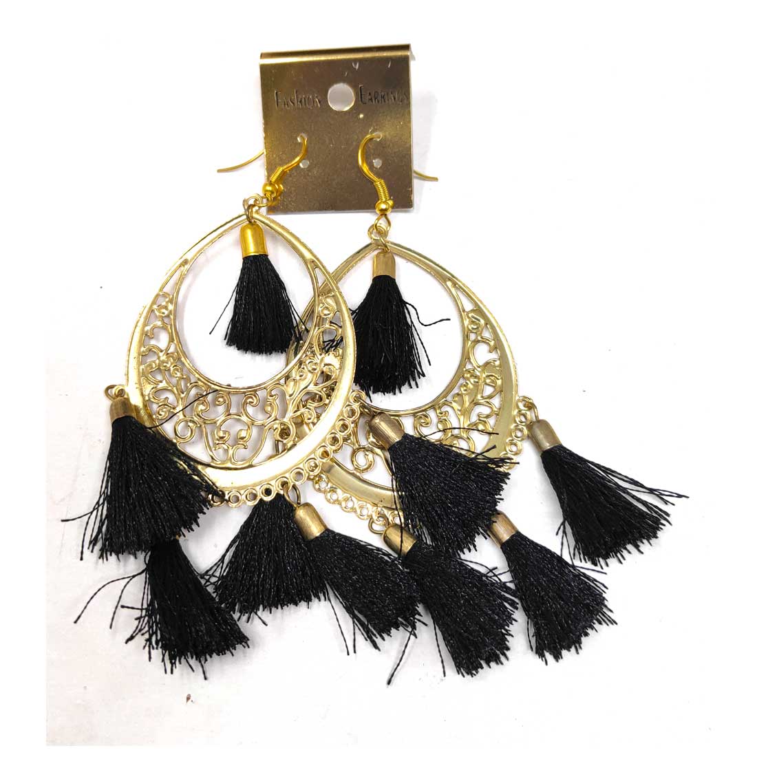 Anokhi Ada Metal Dangle with Tassel Earrings for Girls and Women (Golden)-AD-01