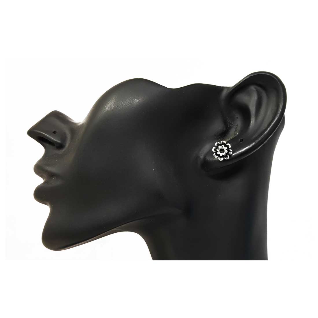 Anokhi Ada Metal Stud Earrings for Girls and Women (Silver and Black)-AF-01