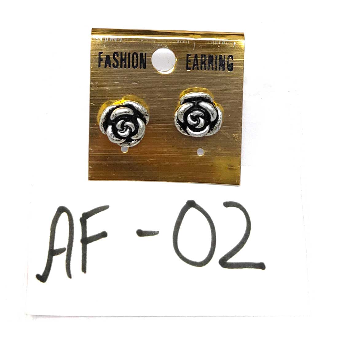 Anokhi Ada Metal Stud Earrings for Girls and Women (Silver and Black)-AF-02