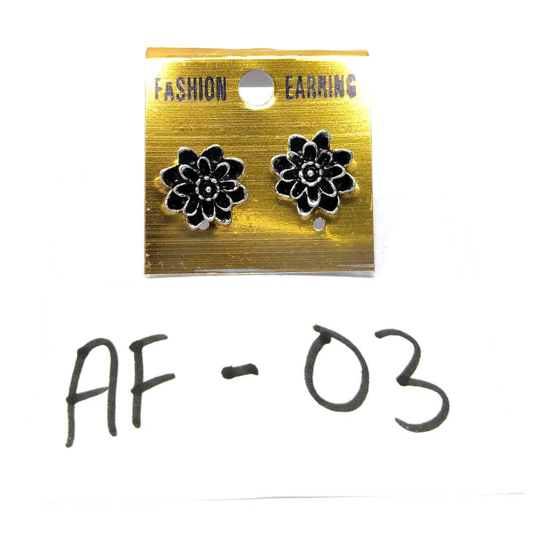 Anokhi Ada Metal Stud Earrings for Girls and Women (Silver and Black)-AF-03
