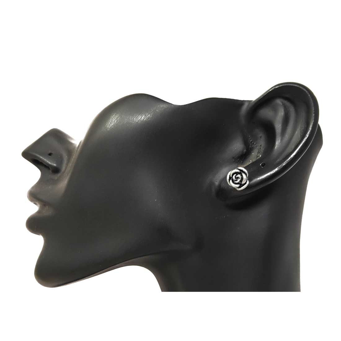 Anokhi Ada Metal Stud Earrings for Girls and Women (Silver and Black)-AF-04