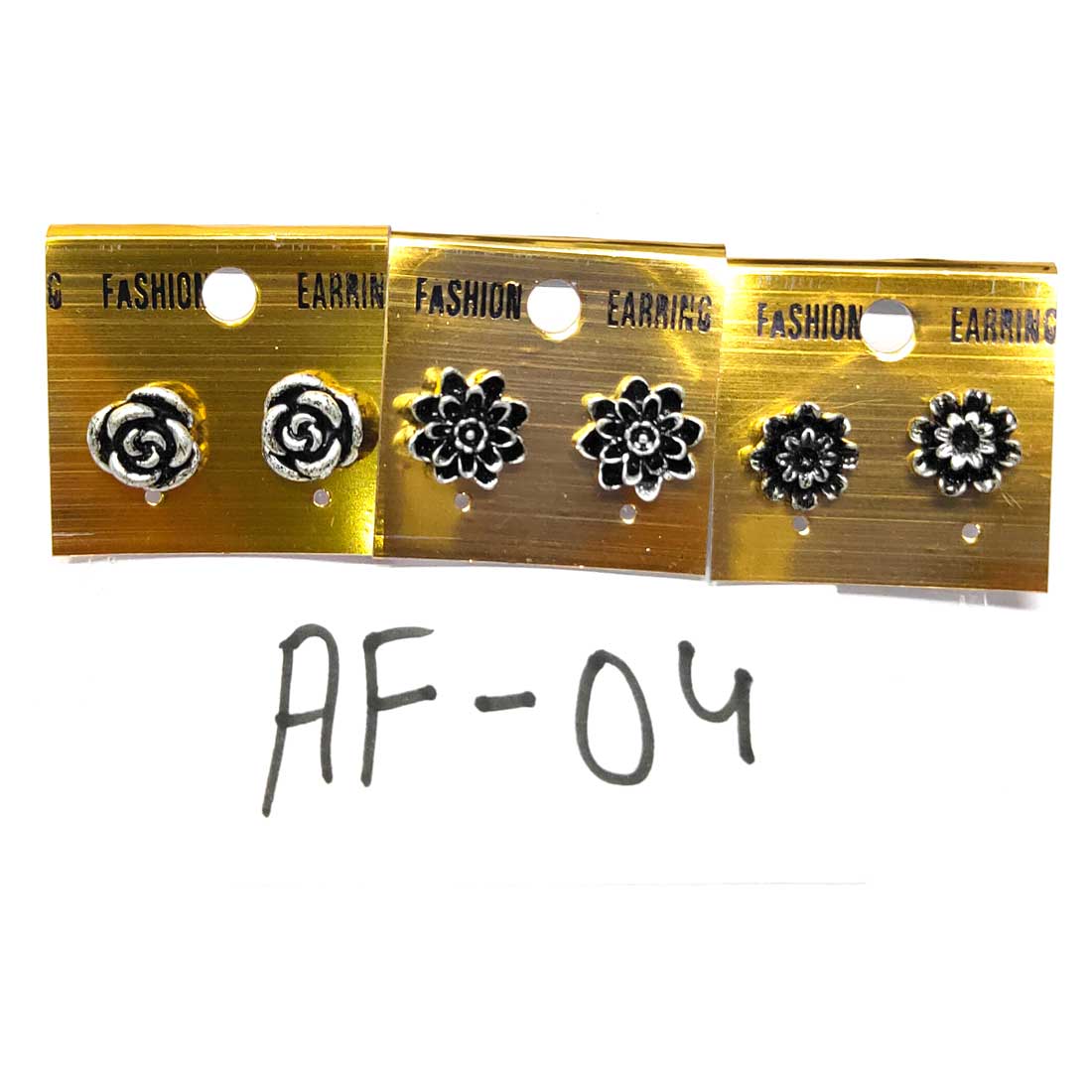 Anokhi Ada Metal Stud Earrings for Girls and Women (Silver and Black)-AF-04