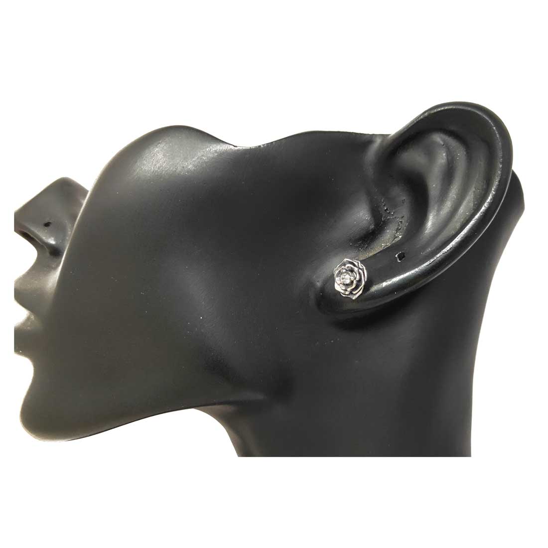 Anokhi Ada Metal Stud Earrings for Girls and Women (Silver)-AG-11