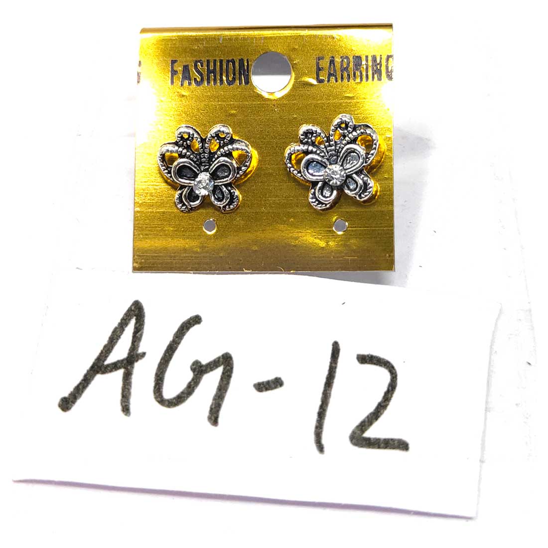 Anokhi Ada Metal Stud Earrings for Girls and Women (Silver)-AG-12