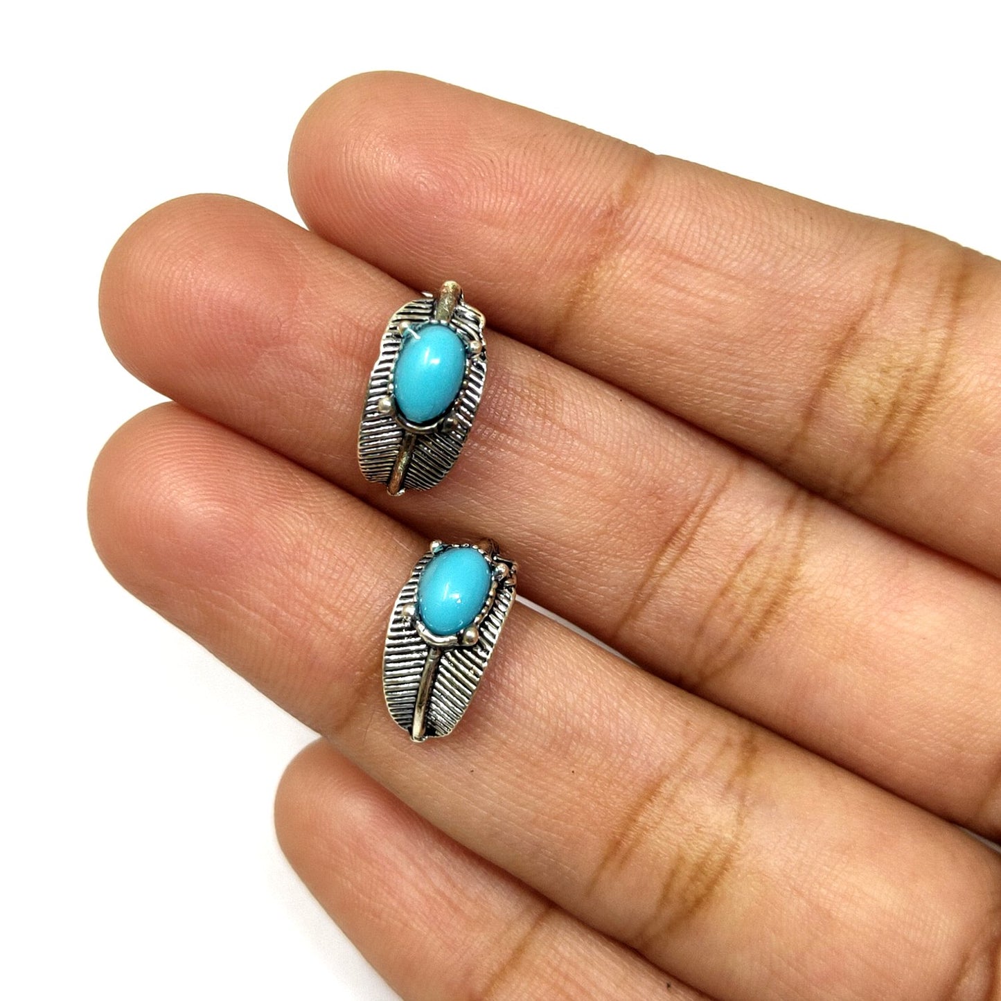 Anokhi Ada Metal J-Hoops Earrings for Girls and Women (Silver and Sky Blue)-AG-01