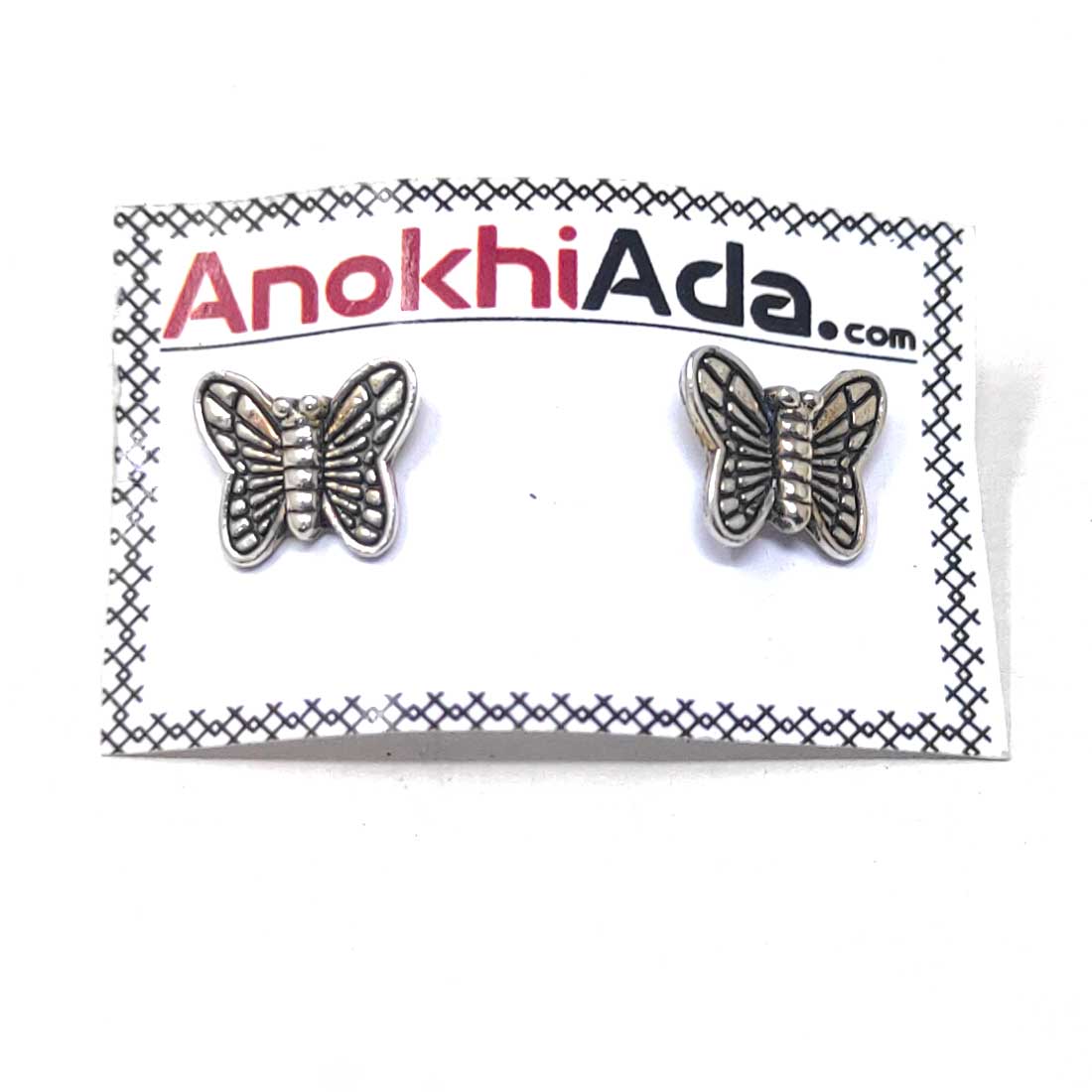 Anokhi Ada Metal Stud Earrings for Girls and Women (Silver)-AG-24
