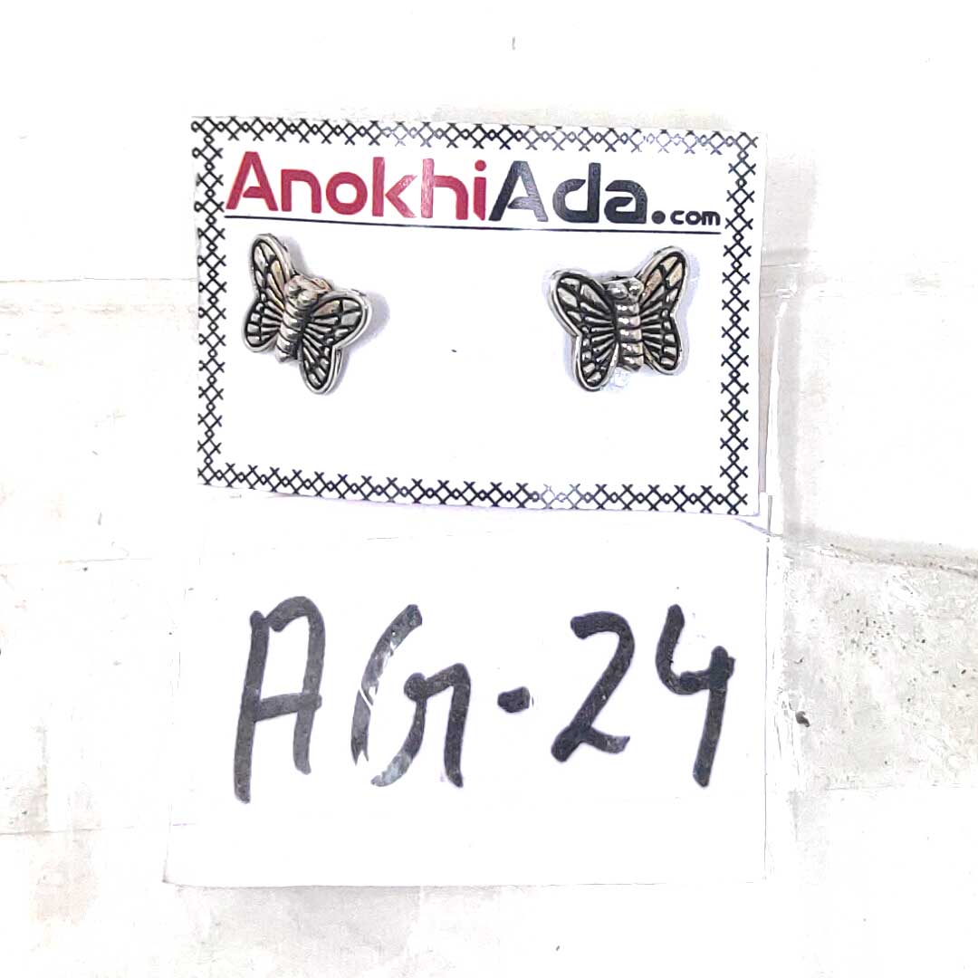 Anokhi Ada Metal Stud Earrings for Girls and Women (Silver)-AG-24