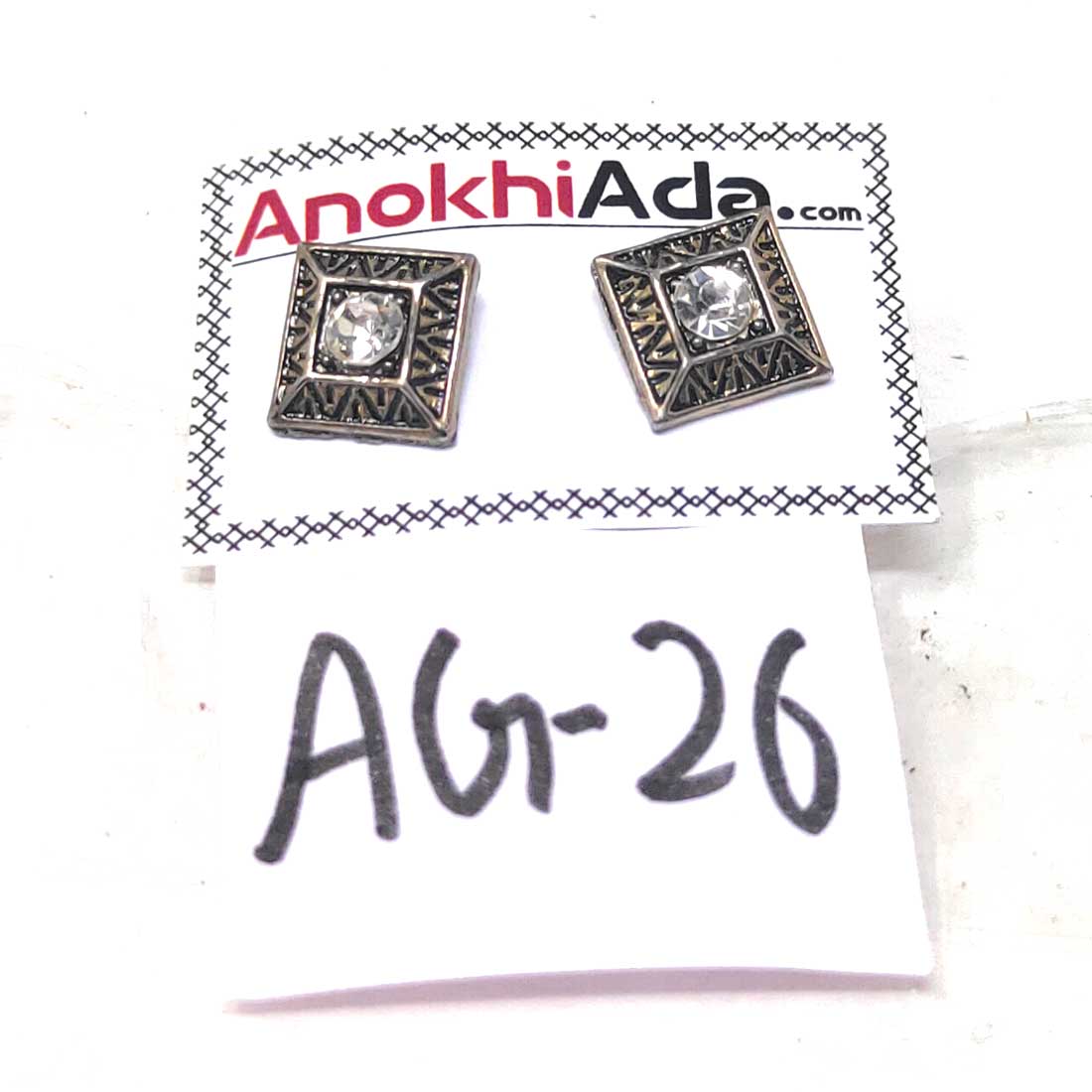 Anokhi Ada Metal Stud Earrings for Girls and Women (Silver)-AG-26