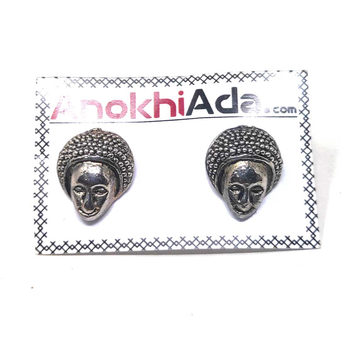 Anokhi Ada Metal Stud Earrings for Girls and Women (Silver)-AG-27
