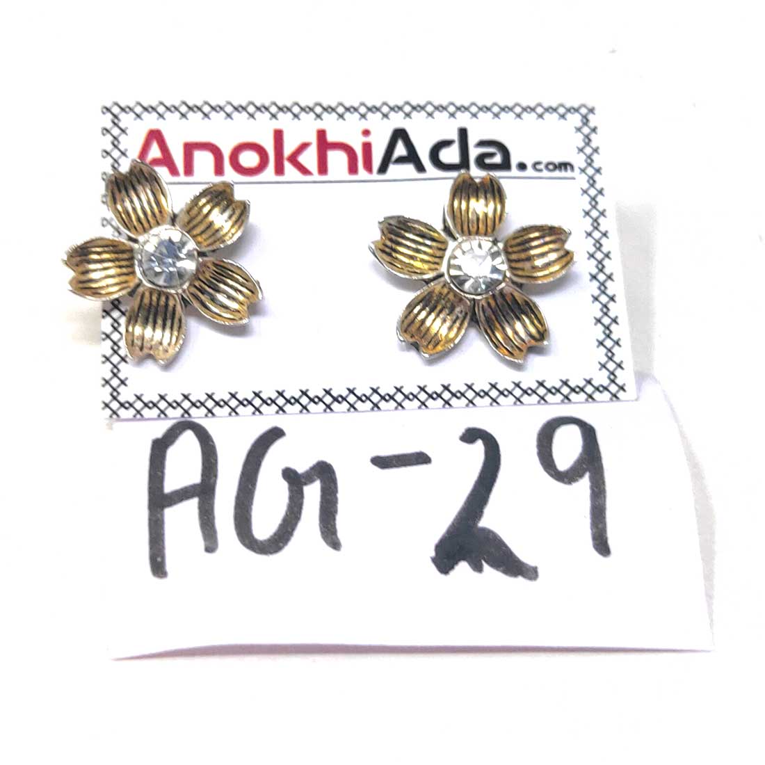 Anokhi Ada Metal Stud Earrings for Girls and Women (Golden)-AG-29