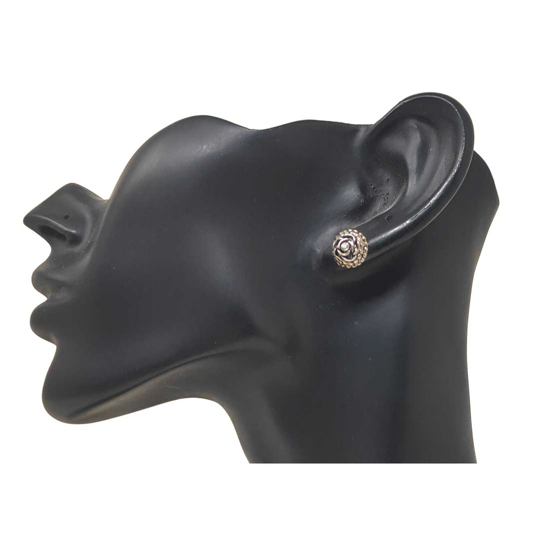 Anokhi Ada Metal Stud Earrings for Girls and Women (Silver)-AG-33