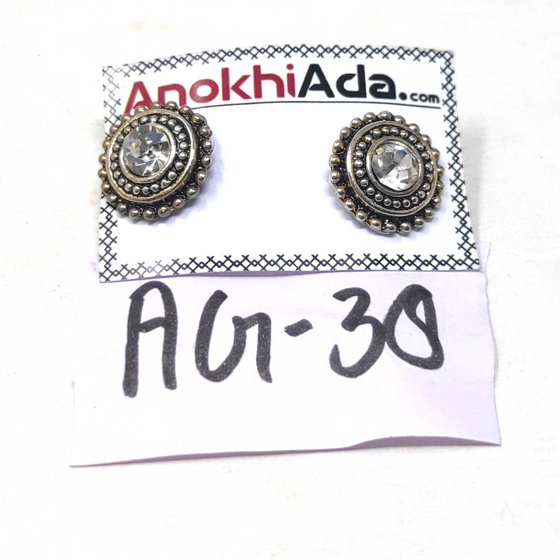 Anokhi Ada Metal Stud Earrings for Girls and Women (Silver)-AG-38