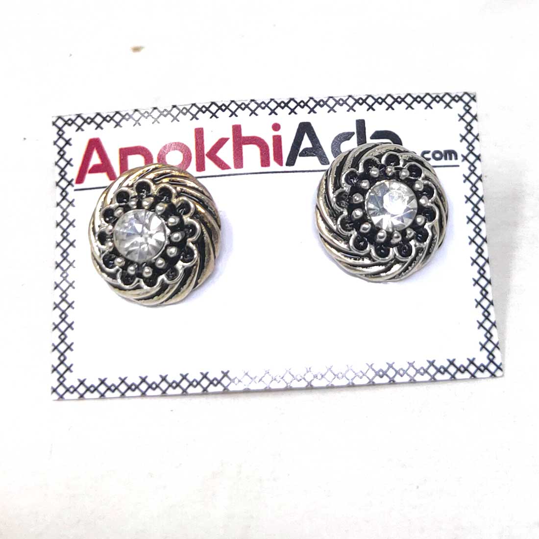Anokhi Ada Metal Stud Earrings for Girls and Women  (Silver)-AG-40