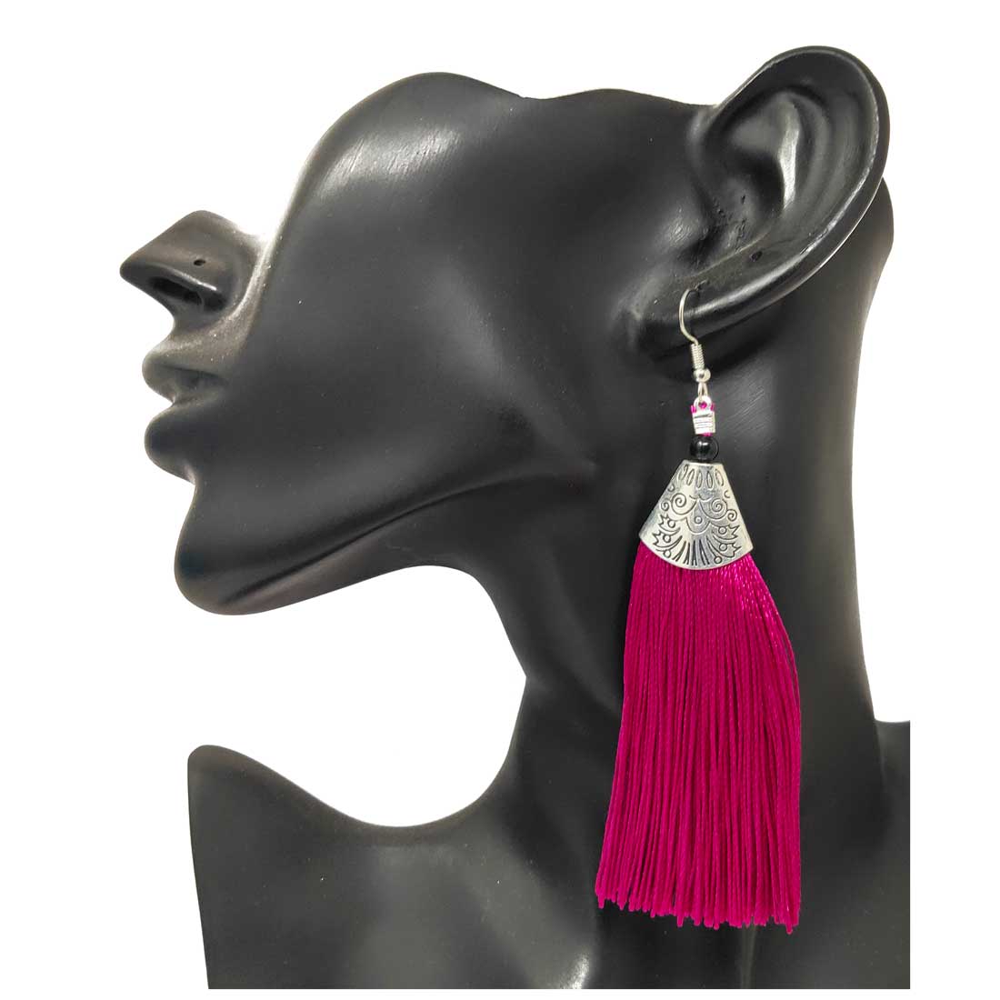 Anokhi Ada Metal Dangle Earrings with Tassel for Girls and Women (Pink)-AH-02