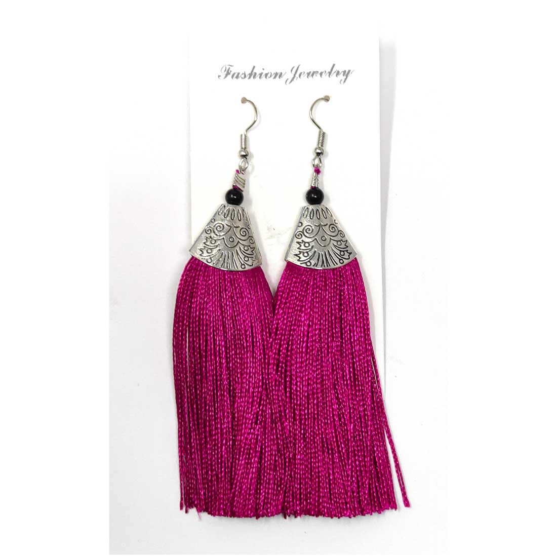 Anokhi Ada Metal Dangle Earrings with Tassel for Girls and Women (Pink)-AH-02