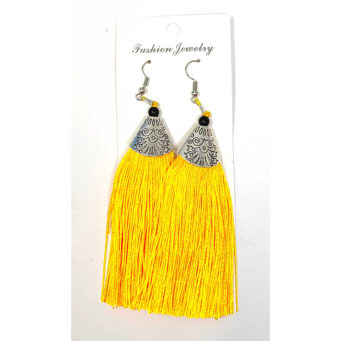 Anokhi Ada Metal Dangle Earrings with Tassel for Girls and Women  (Yellow)-AH-05
