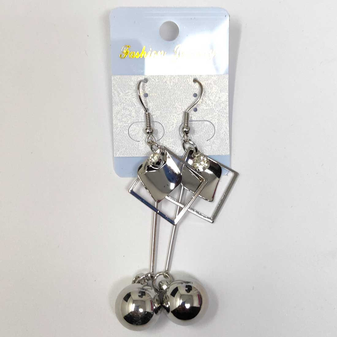 Anokhi Ada Metal Drop and Dangle Earrings for Girls and Women (Silver)-AI-04