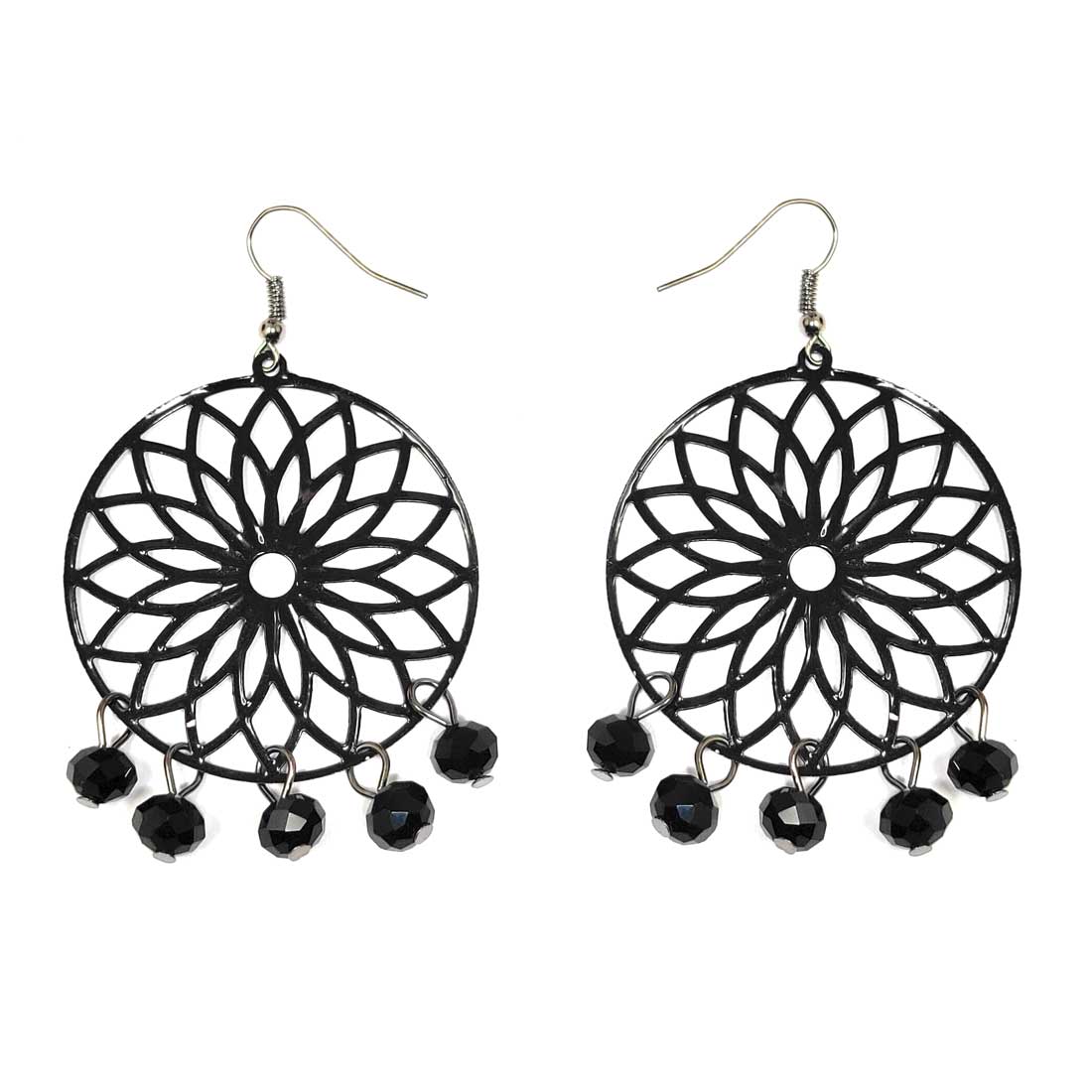 Anokhi Ada Metal Drop and Dangle Earrings for Girls and Women (Black)-AJ-01