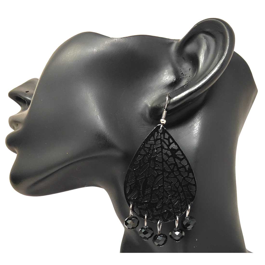 Anokhi Ada Metal Drop and Dangle Earrings for Girls and Women (Black)-AJ-02