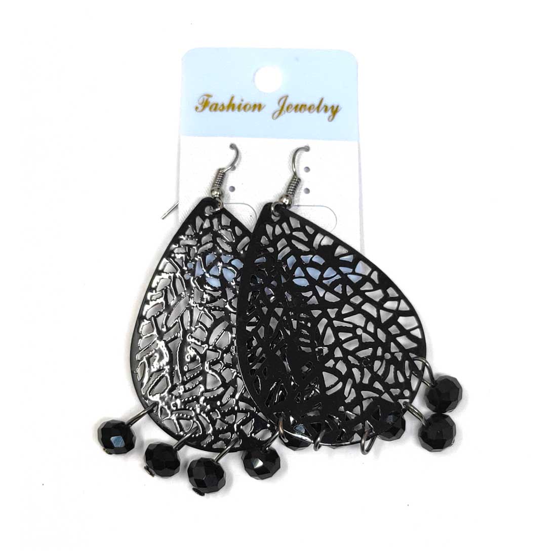 Anokhi Ada Metal Drop and Dangle Earrings for Girls and Women (Black)-AJ-02