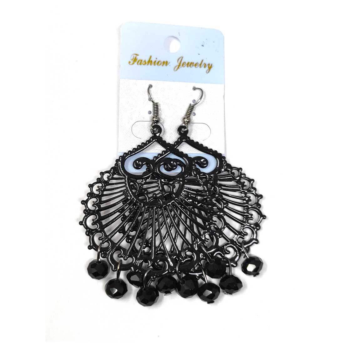 Anokhi Ada Metal Drop and Dangle Earrings for Girls and Women (Black)-AJ-03