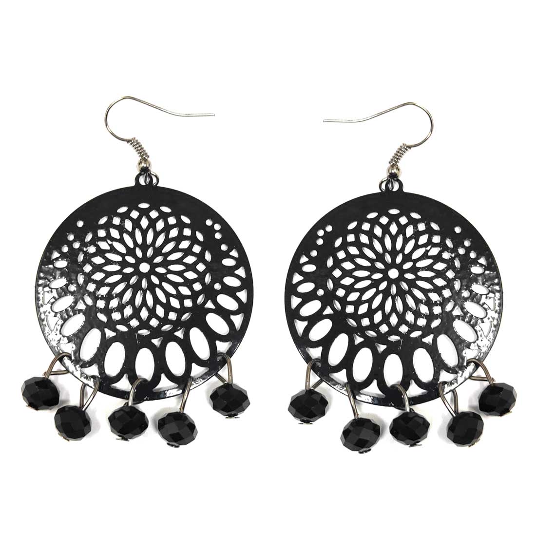 Anokhi Ada Metal Drop and Dangle Earrings for Girls and Women (Black)-AJ-04