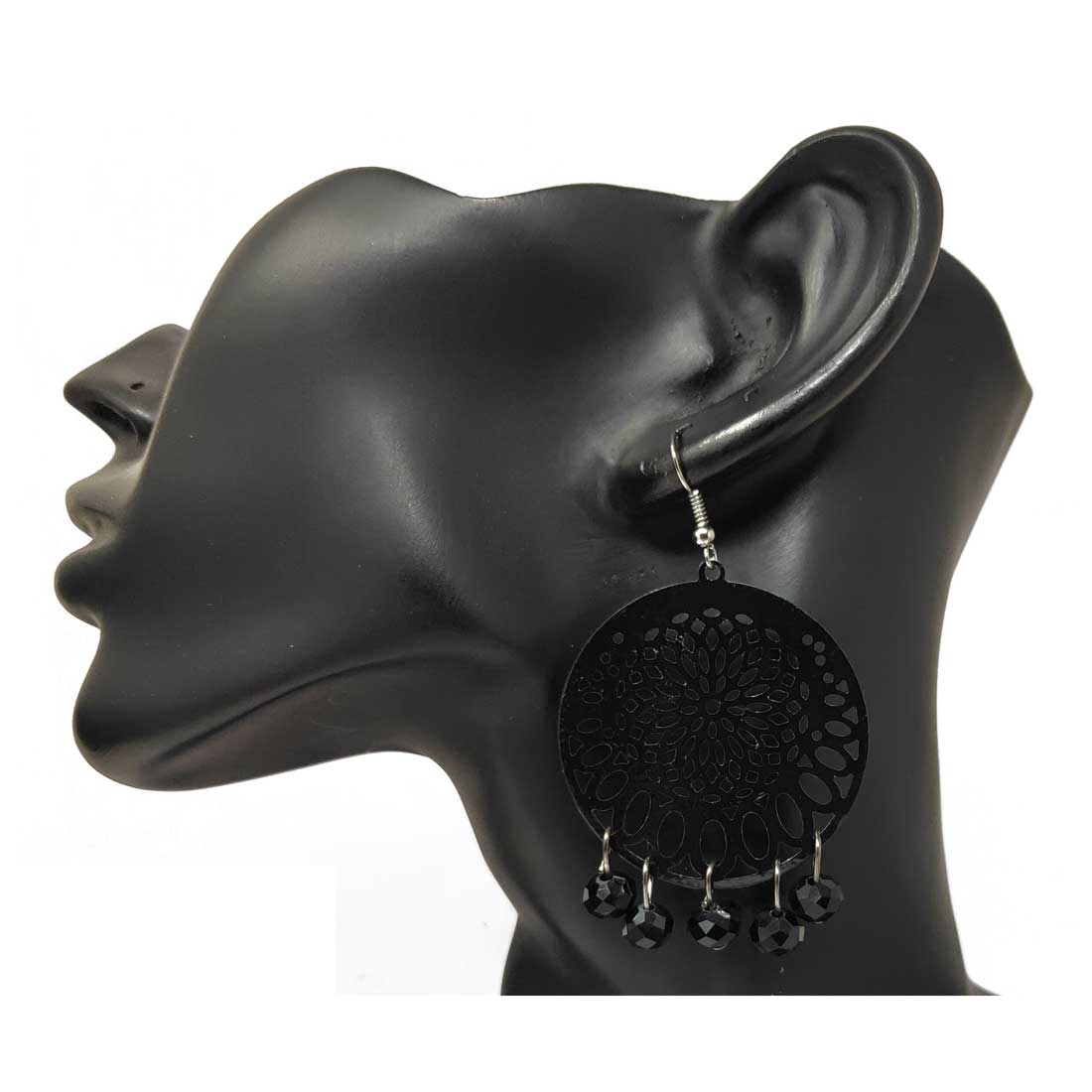 Anokhi Ada Metal Drop and Dangle Earrings for Girls and Women (Black)-AJ-04