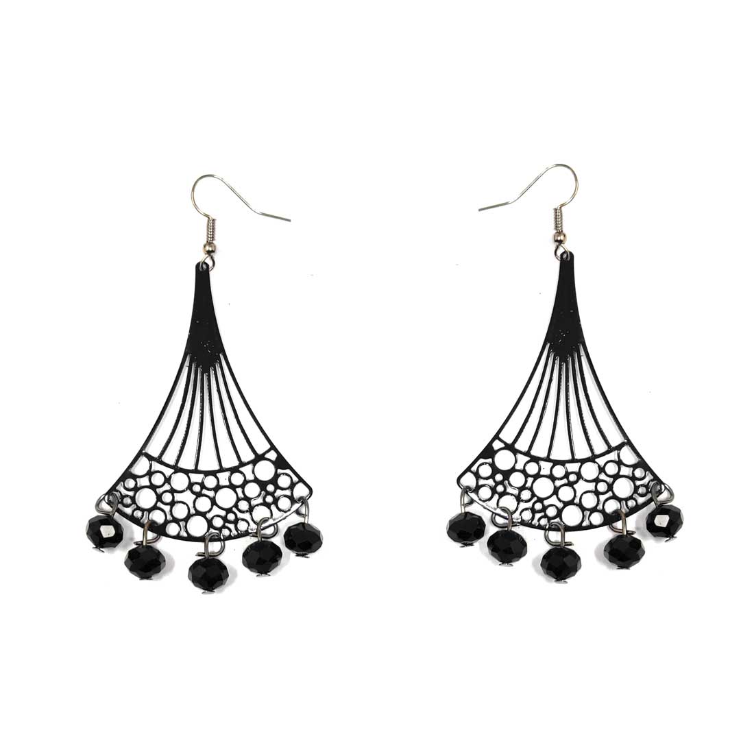 Anokhi Ada Metal Drop and Dangle Earrings for Girls and Women (Black)-AJ-05