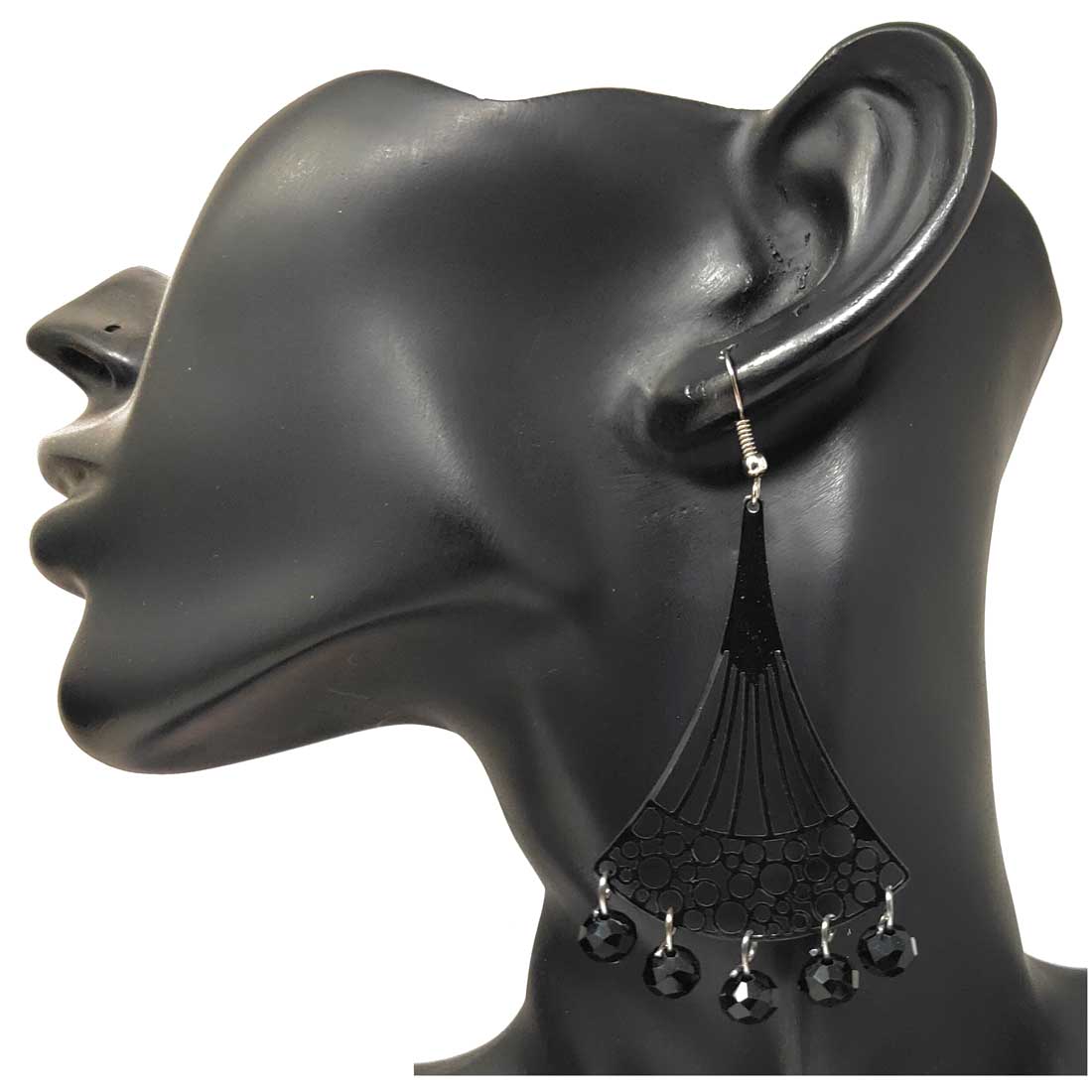 Anokhi Ada Metal Drop and Dangle Earrings for Girls and Women (Black)-AJ-05