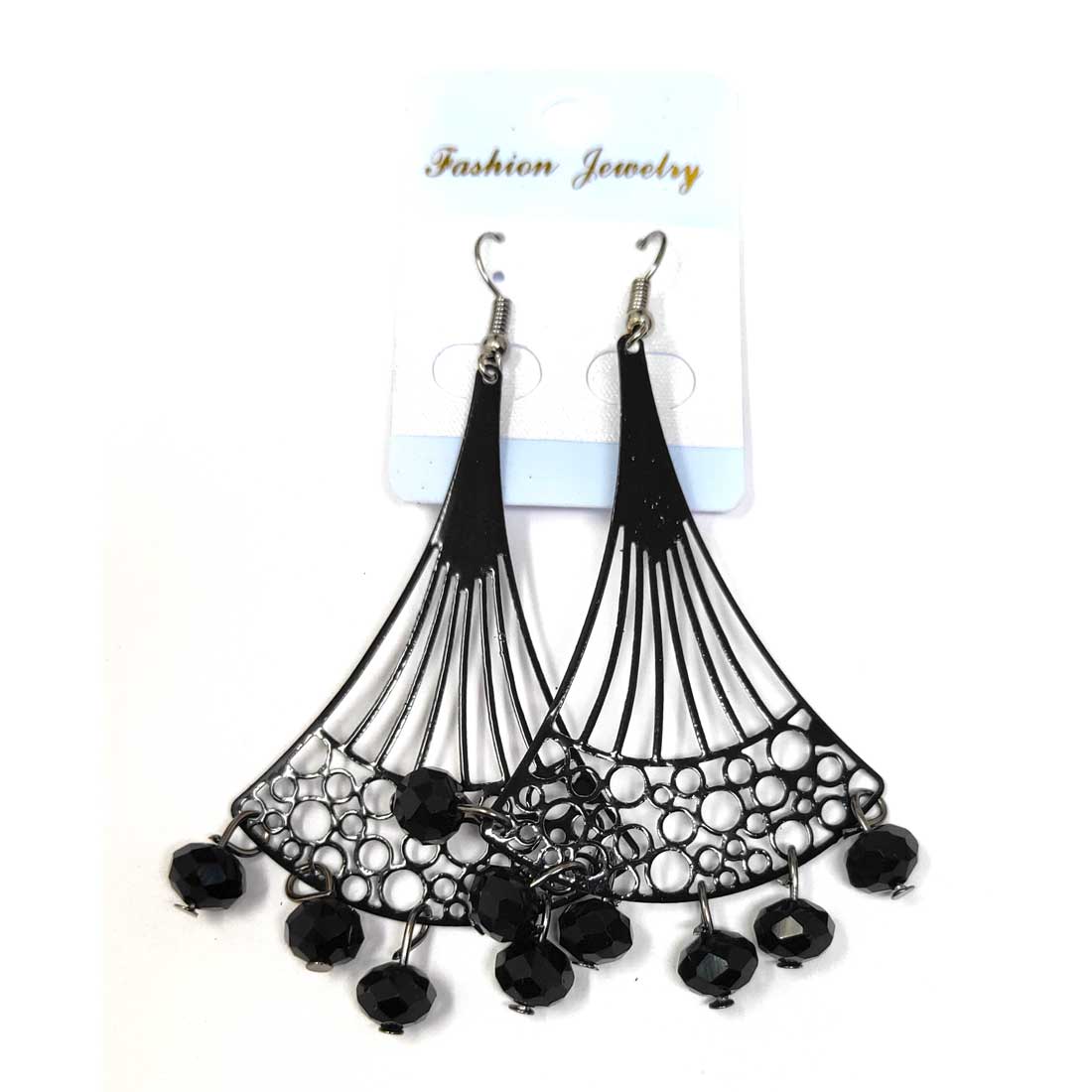 Anokhi Ada Metal Drop and Dangle Earrings for Girls and Women (Black)-AJ-05