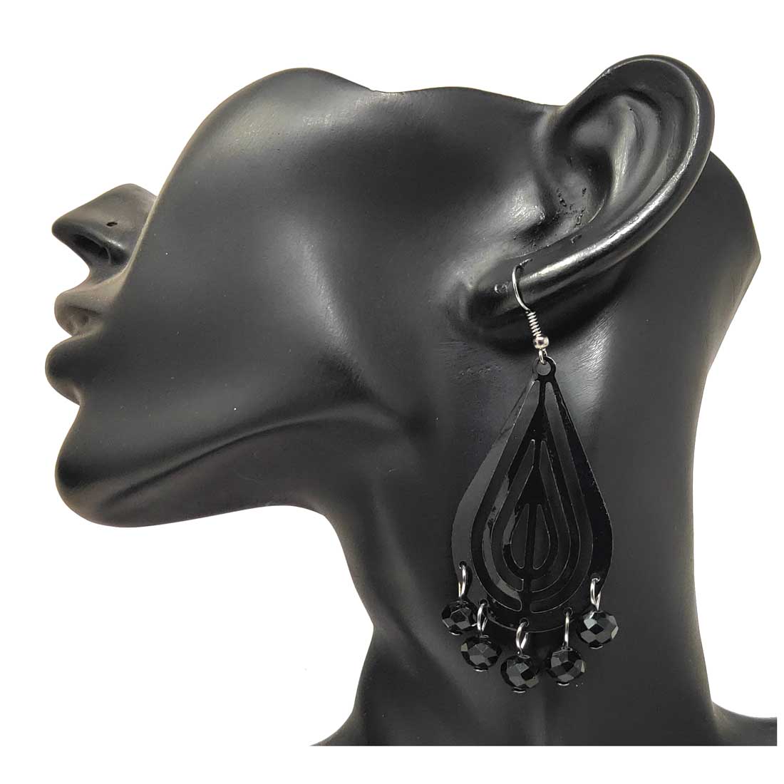 Anokhi Ada Metal Drop and Dangle Earrings for Girls and Women (Black)-AJ-06