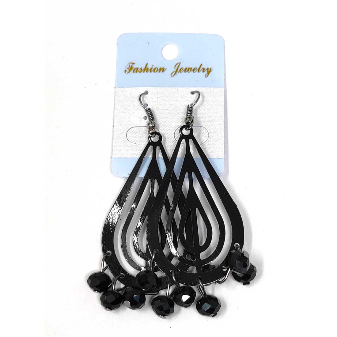 Anokhi Ada Metal Drop and Dangle Earrings for Girls and Women (Black)-AJ-06