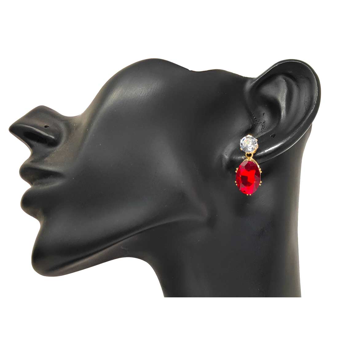 Anokhi Ada Metal Drop and Dangle Earrings for Girls and Women (Red)-AK-01