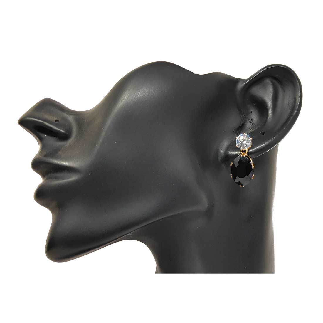 Anokhi Ada Metal Drop and Dangle Earrings for Girls and Women (Black)-AK-03