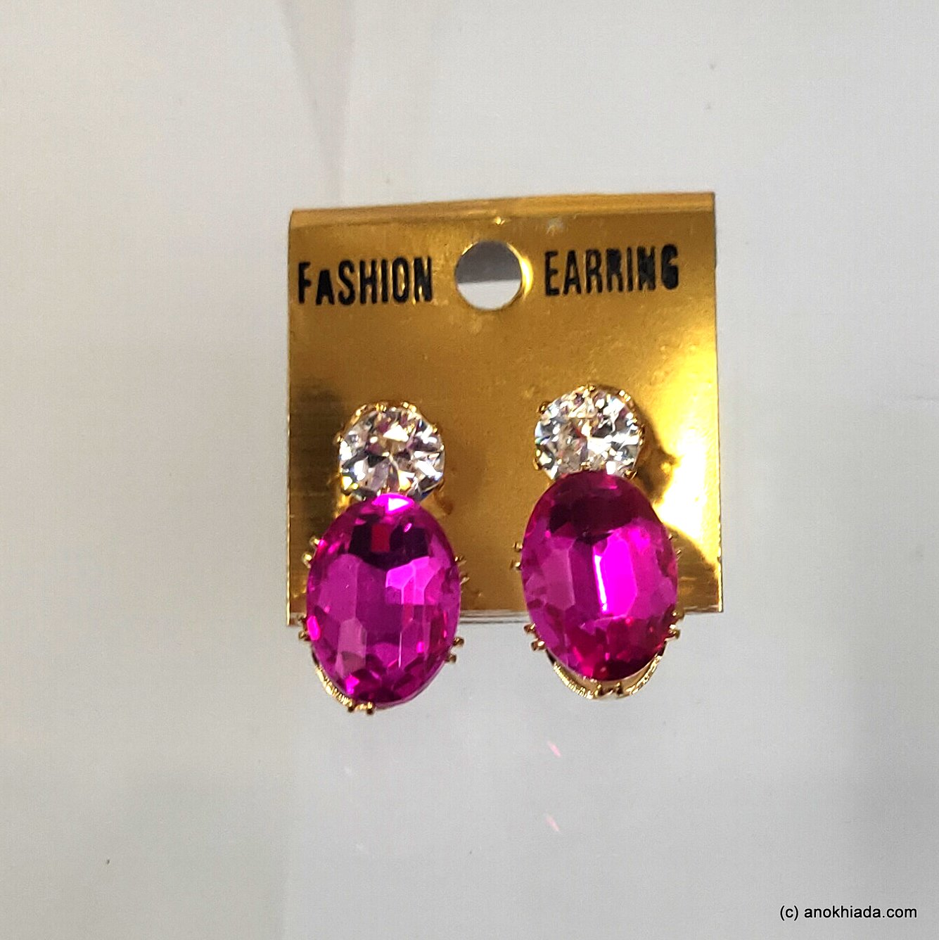 Anokhi Ada Metal Drop and Dangle Earrings for Girls and Women (Dark Pink)-AK-09