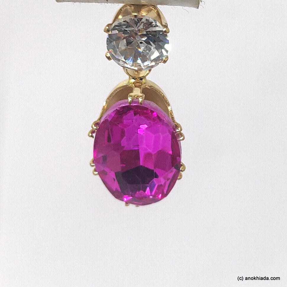 Anokhi Ada Metal Drop and Dangle Earrings for Girls and Women (Dark Pink)-AK-09