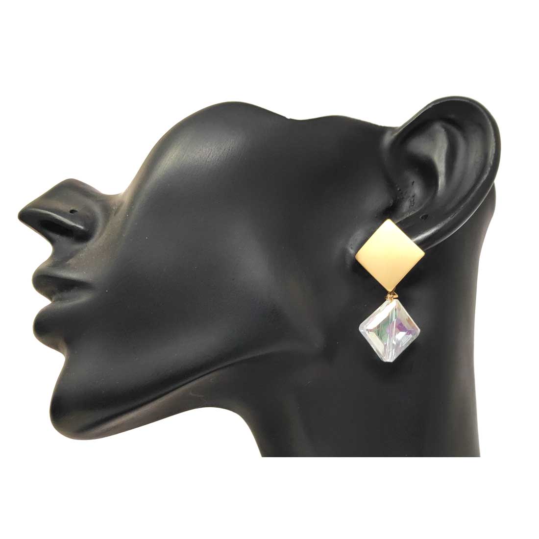 Anokhi Ada Metal Drop and Dangle Earrings for Girls and Women (White)-AK-14