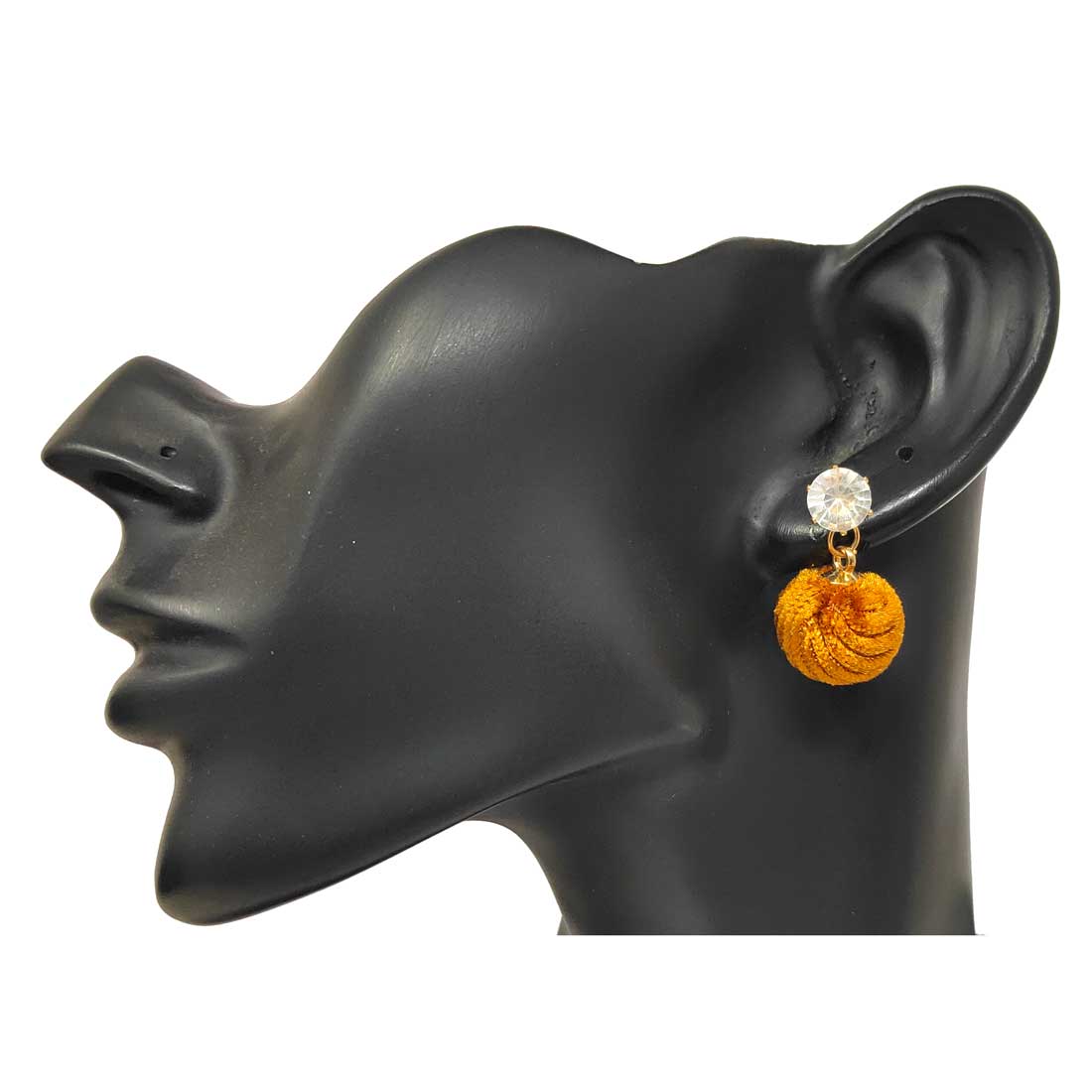 Anokhi Ada Metal and Velvet Drop and Dangle Earrings for Girls and Women (Tawny Brown)-AK-19