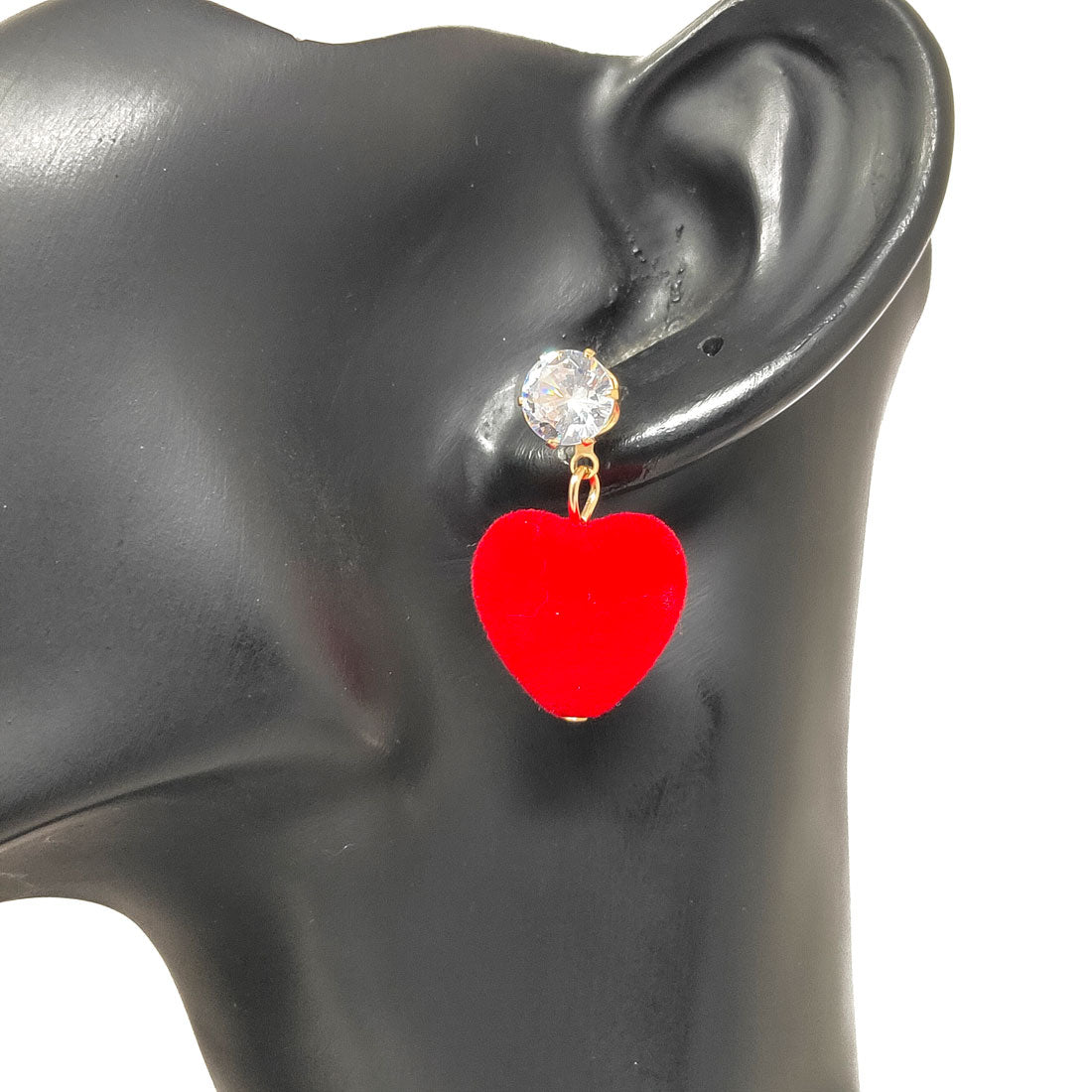 Anokhi Ada Metal and Velvet Drop and Dangle Earrings for Girls and Women (Red)-AK-22