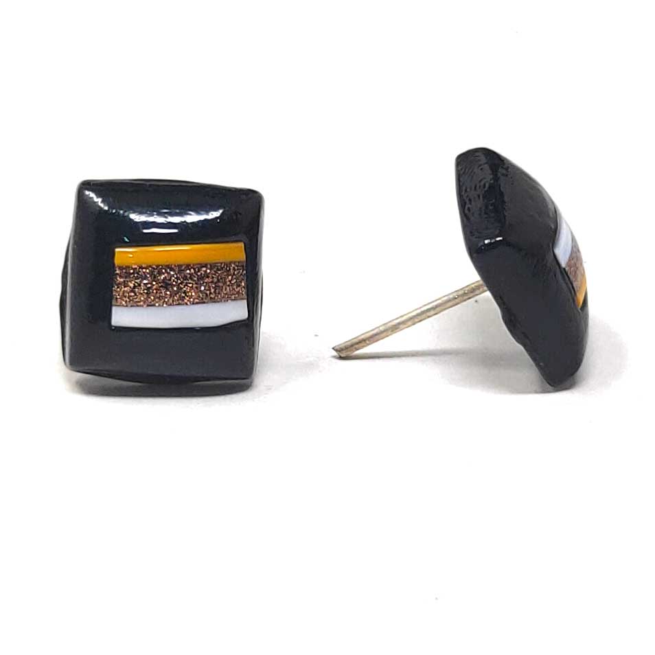 Anokhi Ada Glass Stud Earrings for Girls and Women (Black)-AM-13