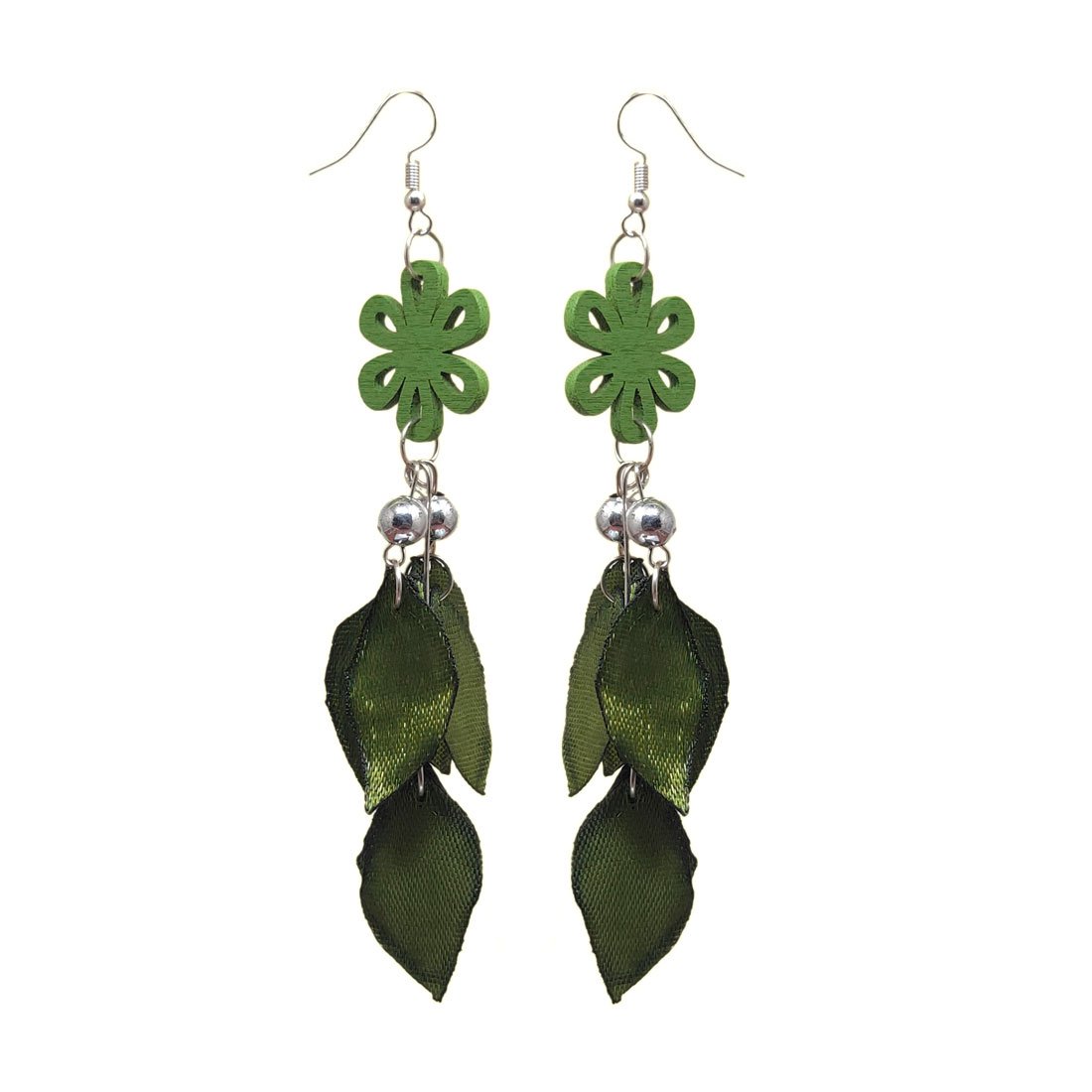 Anokhi Ada Green Handmade Ribbon Leafy  Earring for Girls and Women for Mehndi Occasion (AN-10) - Anokhiada.com