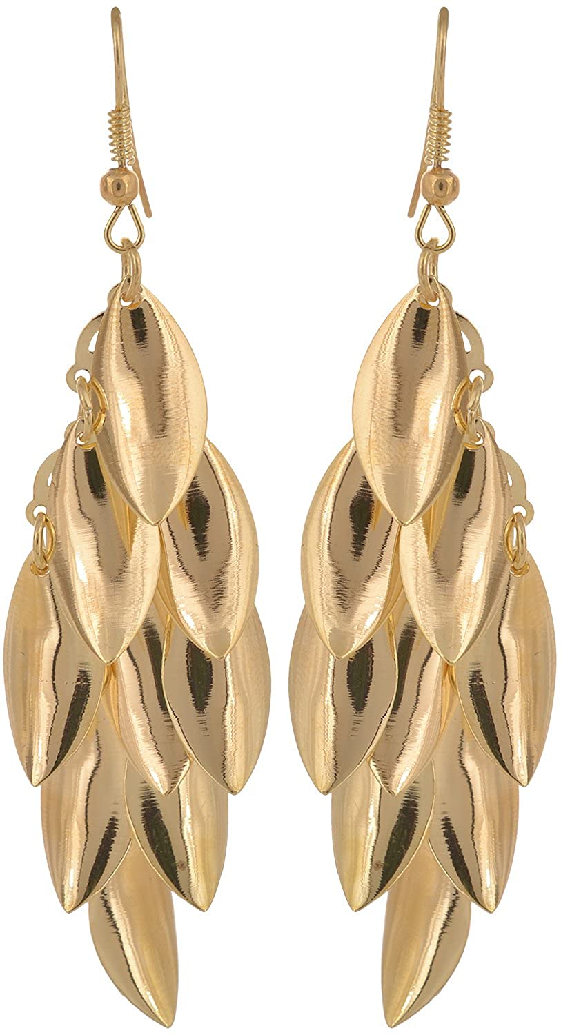 Anokhi Ada Golden Metal Drop and Dangle Earrings for Girls-AP-55