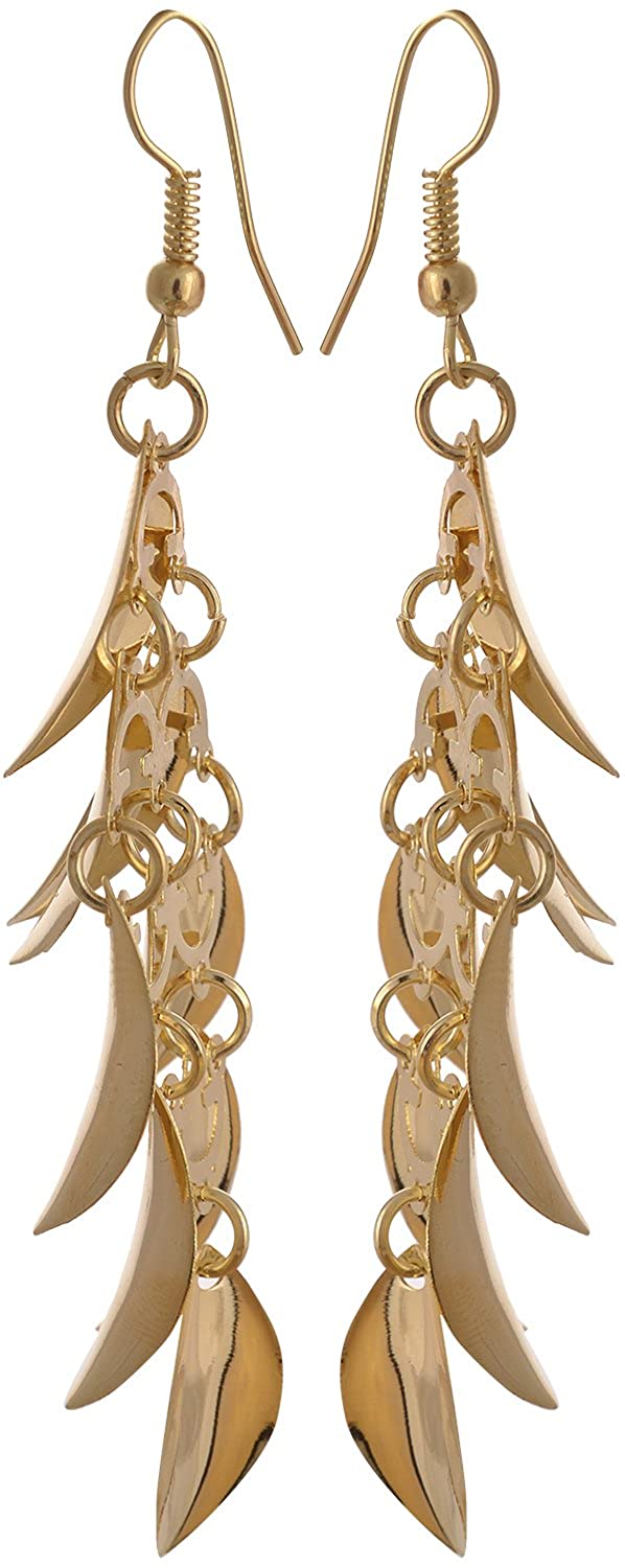 Anokhi Ada Golden Metal Drop and Dangle Earrings for Girls-AP-55