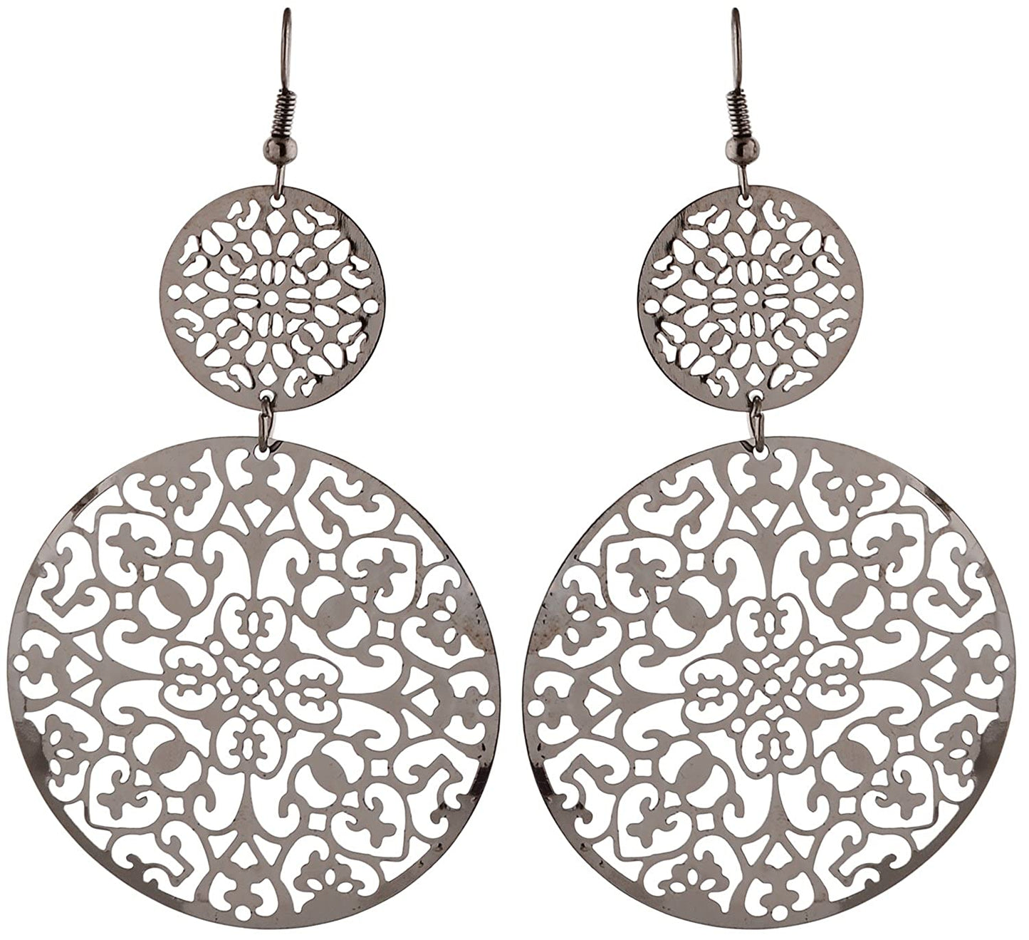 Anokhi Ada Silver Metal Drop and Dangle Earrings for Girls-AP-56